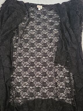 Black Lace Sheer Robe - Women LuLaRoe